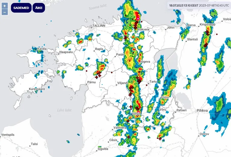 Radariandmed kella 13:10 seisuga.