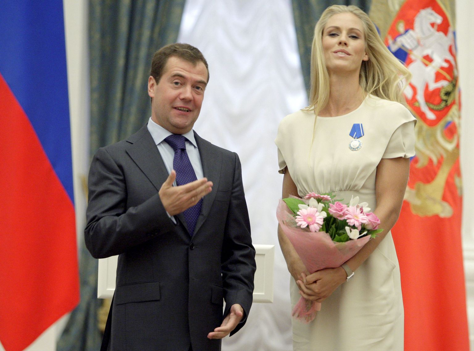 Jelena Dementjeva (paremal) ja Venemaa president Dmitri Medvedev.