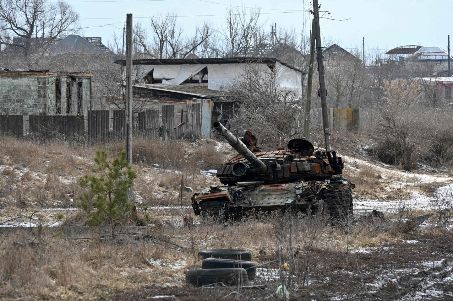 Iznīcināts krievu tanks Ukrainā.