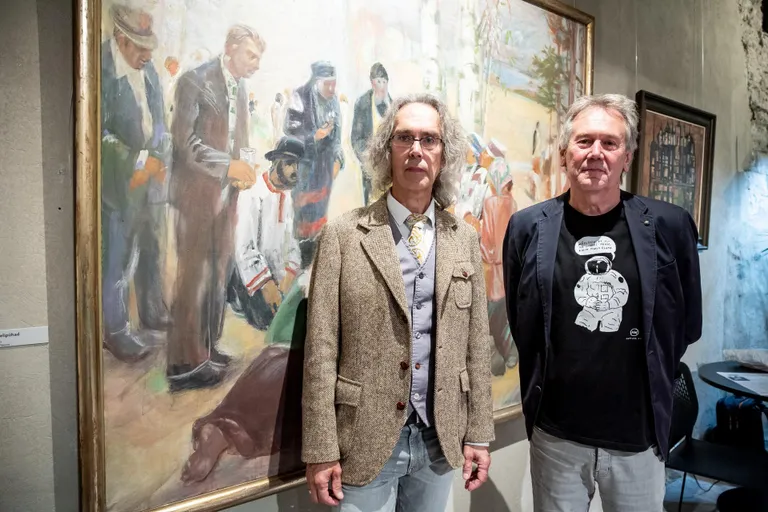 Nikolai Kormašovi näitusel Postimehe galeriis toimus vestlusring kunstniku poegade Orest (vasakul) ja Andrei Kormašoviga.