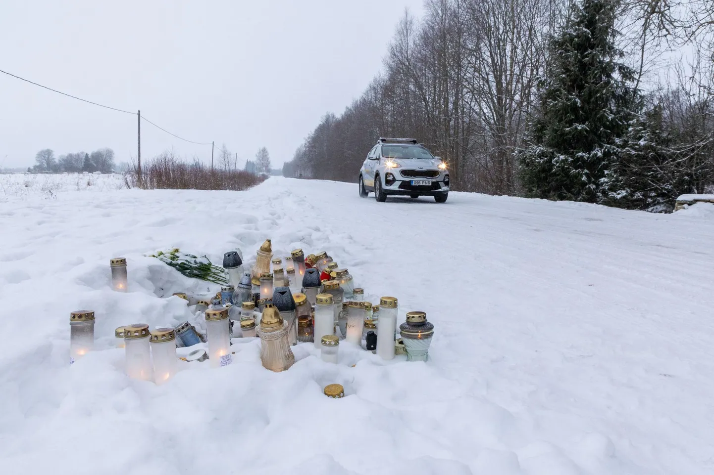 1. jaanuari öösel juhtus Türi vallas Änari külas raske liiklusõnnetus, milles hukkus üks ja sai viga neli inimest. FOTO: Dmitri Kotjuh/Järva Teataja