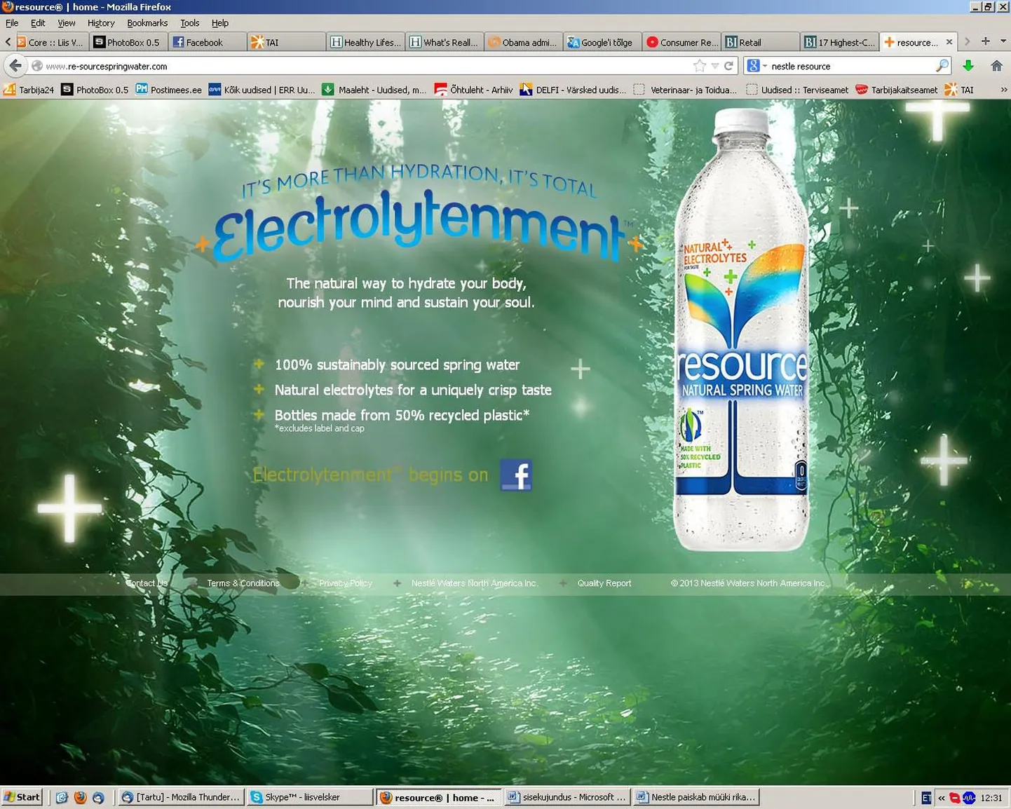 Nestle toodetud pudelivesi Resource.