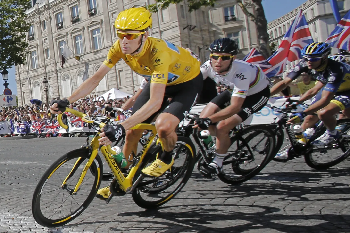 Eelmise aasta Tour de France'i üldvõitja Bradley Wiggins (vasakul) ja Mark Cavendish.