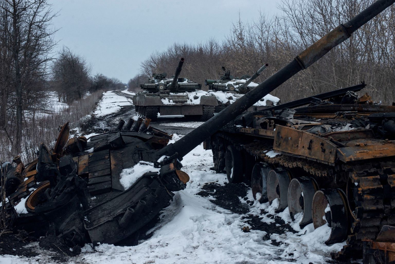 Vene tankid T-72 Ukrainas Sumõ oblastis 7. märtsil 2022.