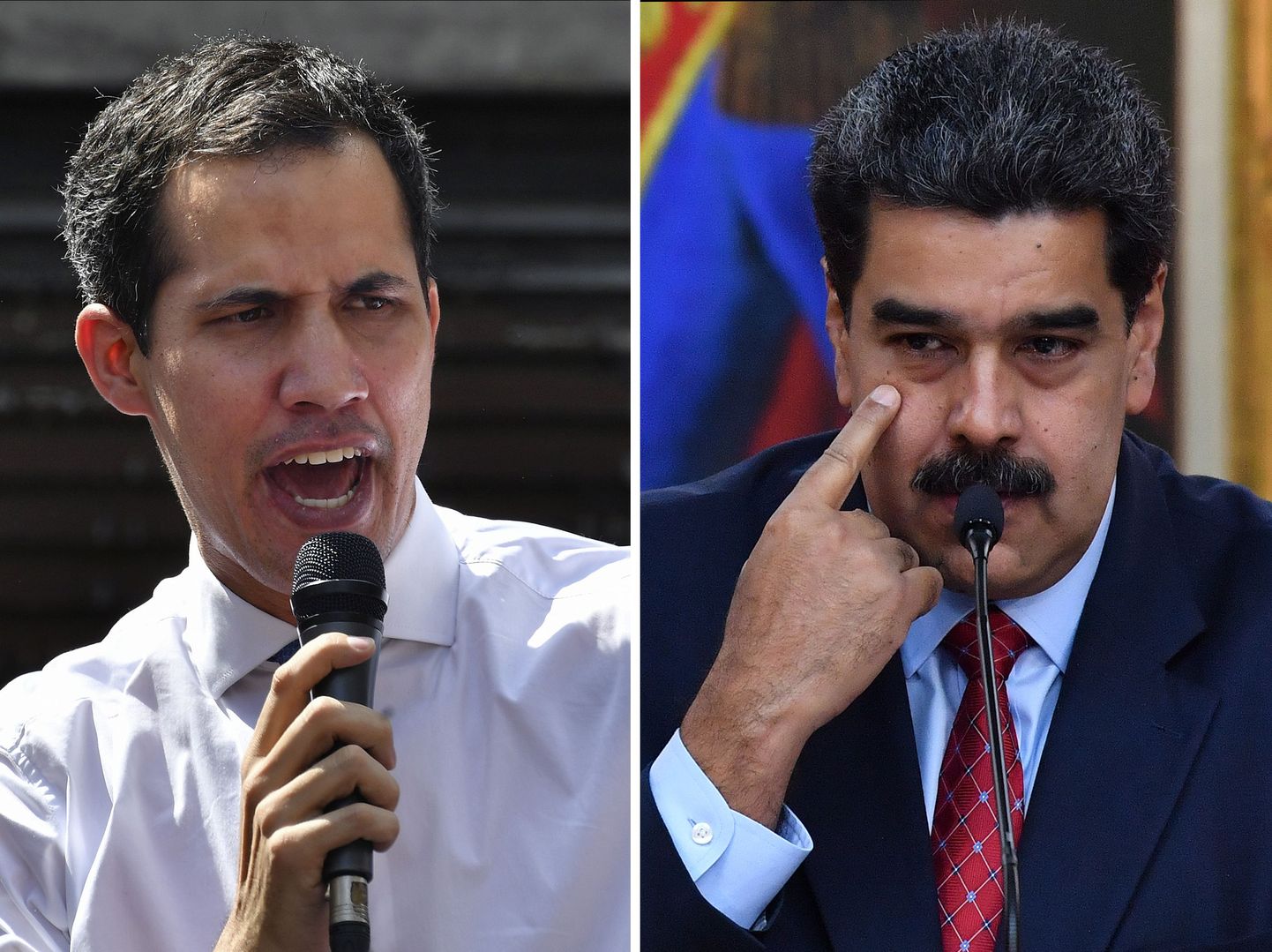 Juan Guaidó (vasakul) ja Nicolas Maduro.