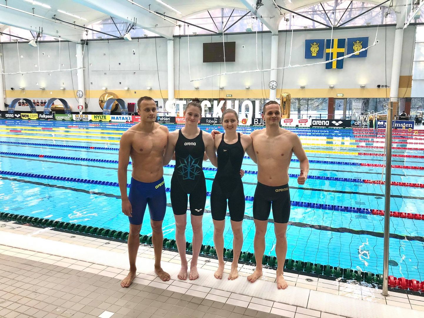 Eesti 4x100m kombineeritud teateujumise võistkond. Aleksa Gold, Eneli Jefimova, Daniel Zaitsev ja Kregor Zirk.
