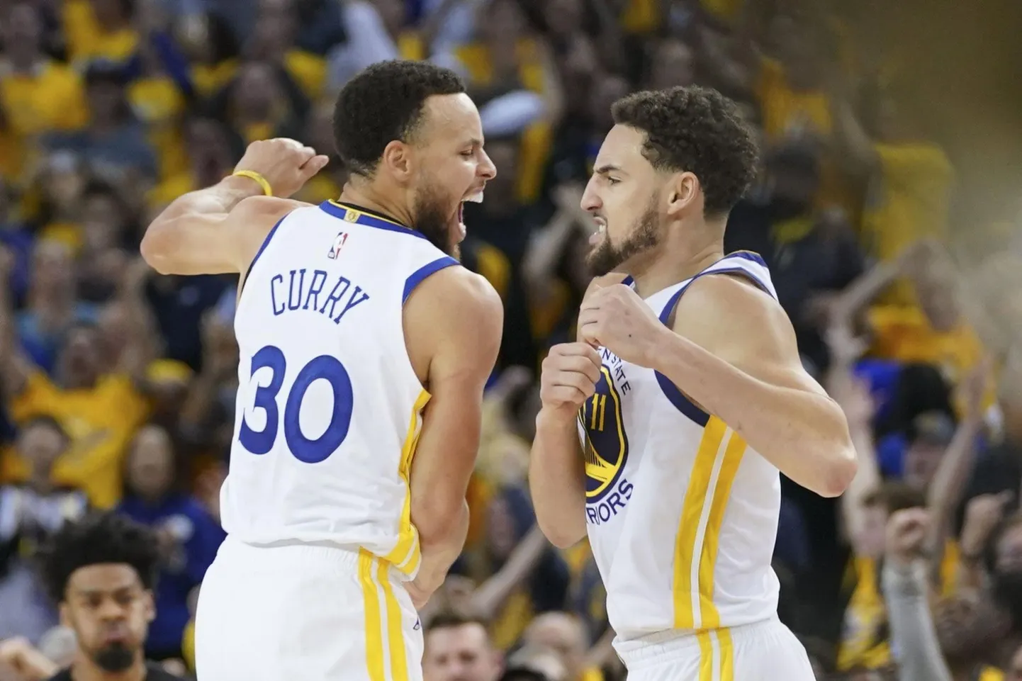 Stephen Curry (vasakul) ja Klay Thompson veavad Kevin Duranti puudumisel Warriorsit. FOTO: Kyle Terada/Usa Today Sports/Scanpix