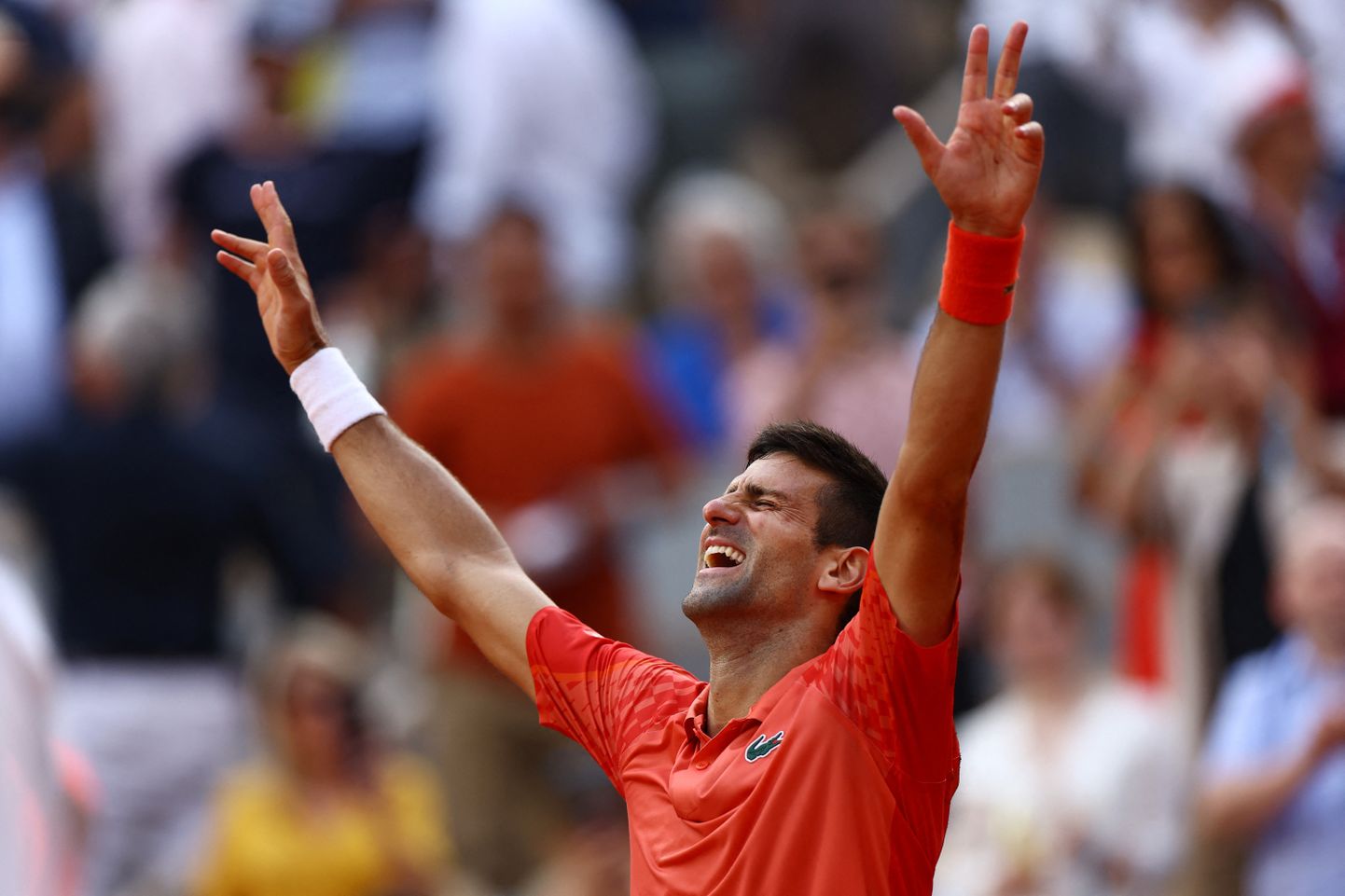 Теннисист Новак Джокович после победы в финале "Ролан Гаррос" 2023 года