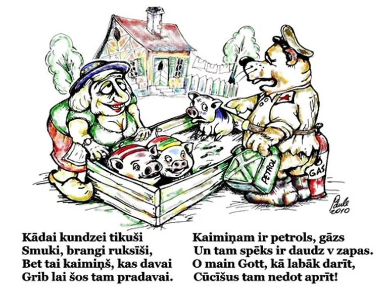 Uldis Saulītis ar karikatūru "Kaimiņi"