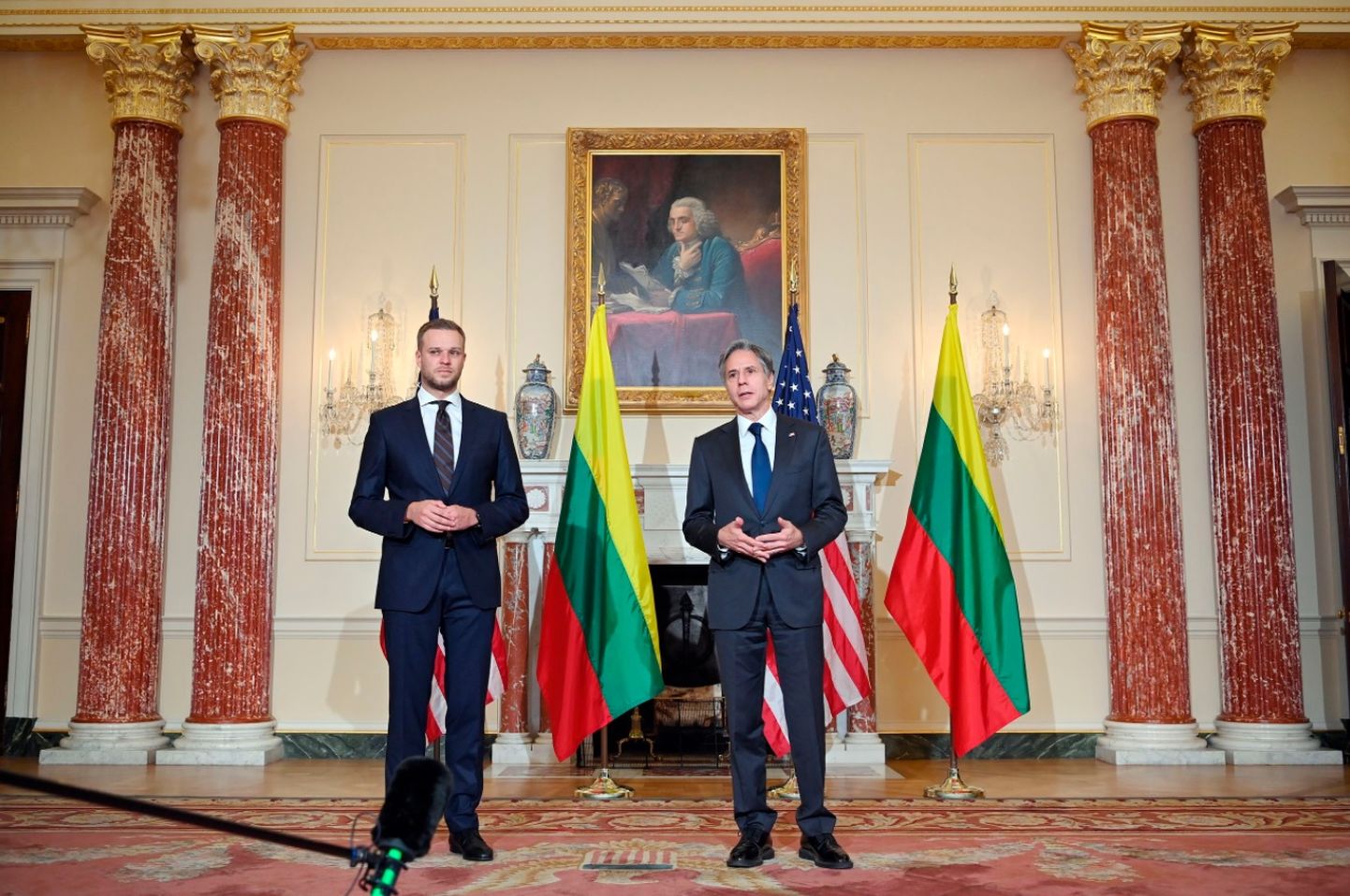 Министр иностранных дел Литвы Габриелюс Ландсбергис и госсекретарь США Энтони Блинкен