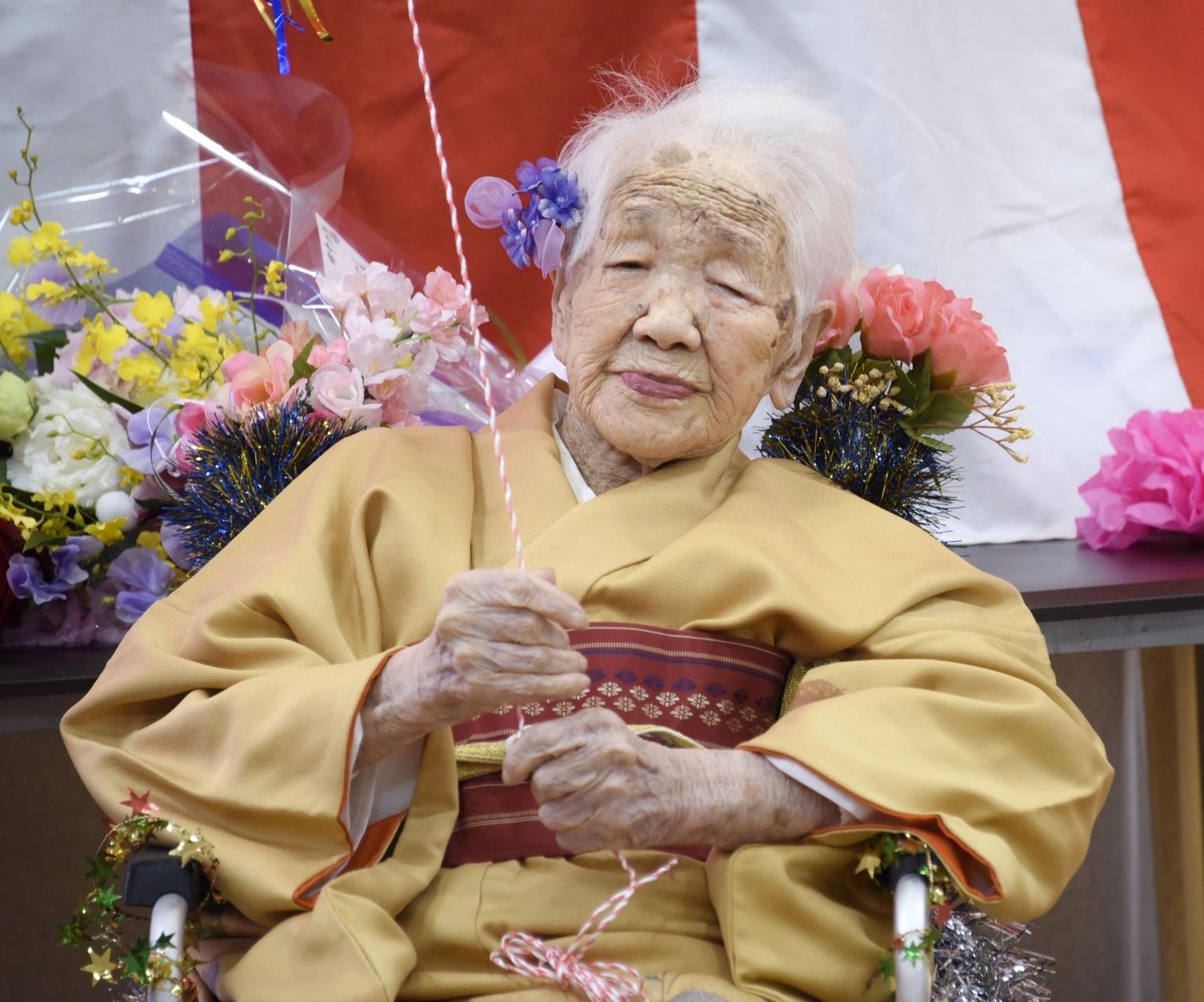 1903. aastal sündinud jaapanlanna Kane Tanaka oma 117. sünnipäeval 2020