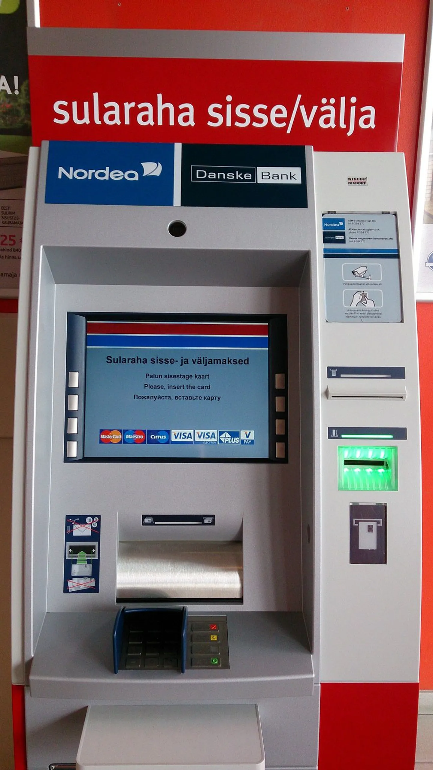 Danske ja Nordea panga sularahaautomaat Eestis.