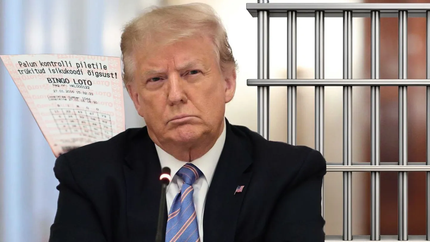 Билет Bingo Loto, Дональд Трамп, тюремная решетка.