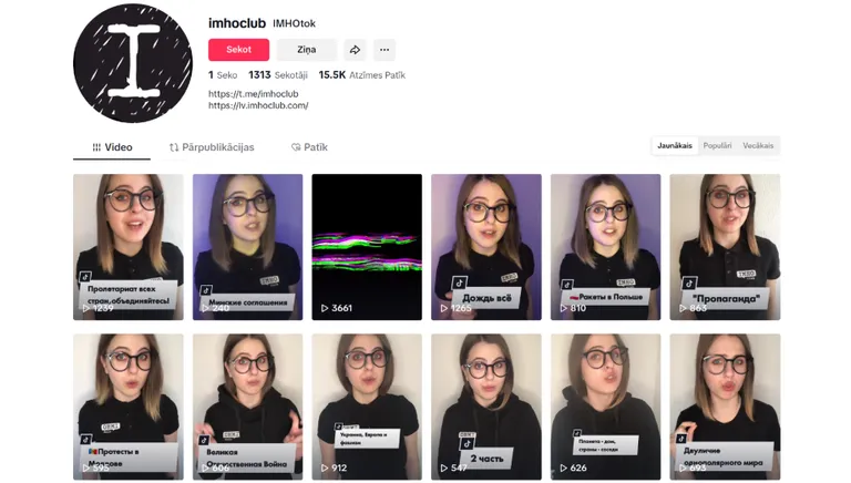 Matules video IMHOclub TikTok kontā beidzas līdz ar naudas plūsmu no Pravfonda.