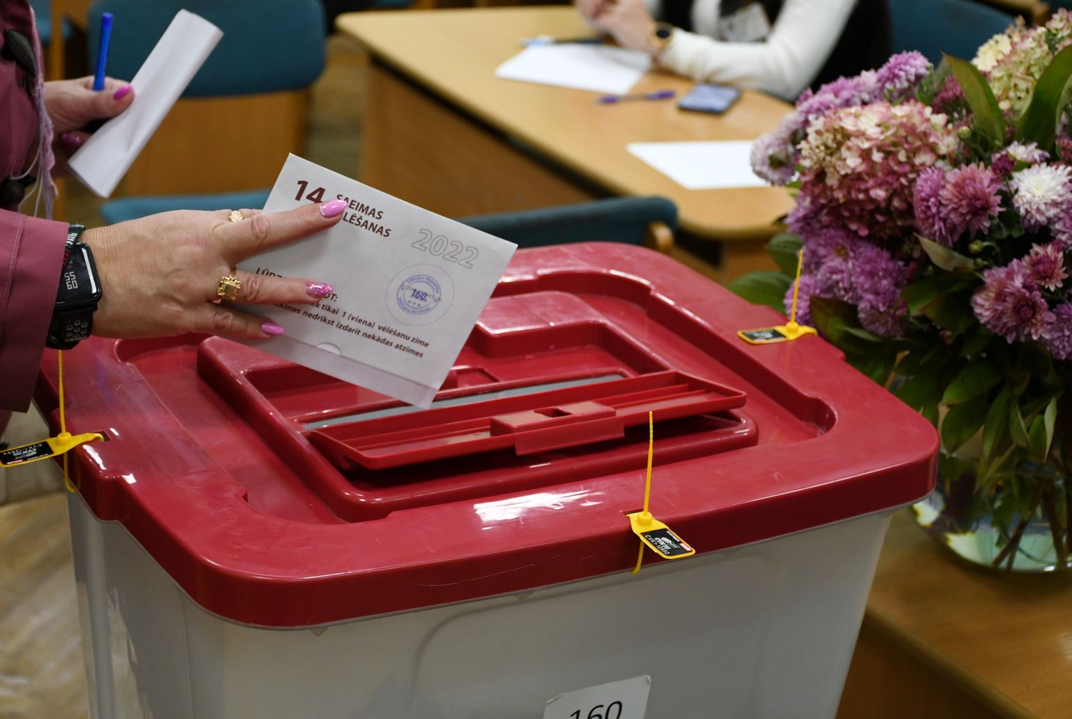 14. Saeimas vēlēšanas 160. vēlēšanu iecirknī Daugavpils Universitātē.