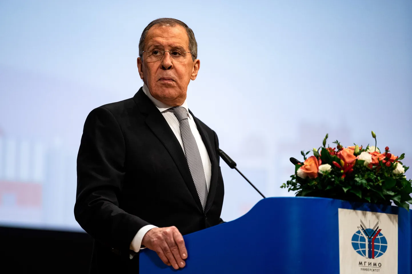 Vene välisminister Sergei Lavrov kõnelemas õppeaasta alguse puhul Moskva riiklikus rahvusvaheliste suhete instituudis 2020. aastal.
