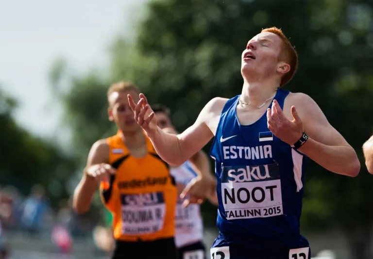 Andi Noot lõpetamas neli suve tagasi Tallinnas Euroopa noorsoo meistrivõistlustel 1500 meetri jooksu viienda kohaga. Ta peab seda oma lühikeseks jäänud karjääri tippsaavutuseks.