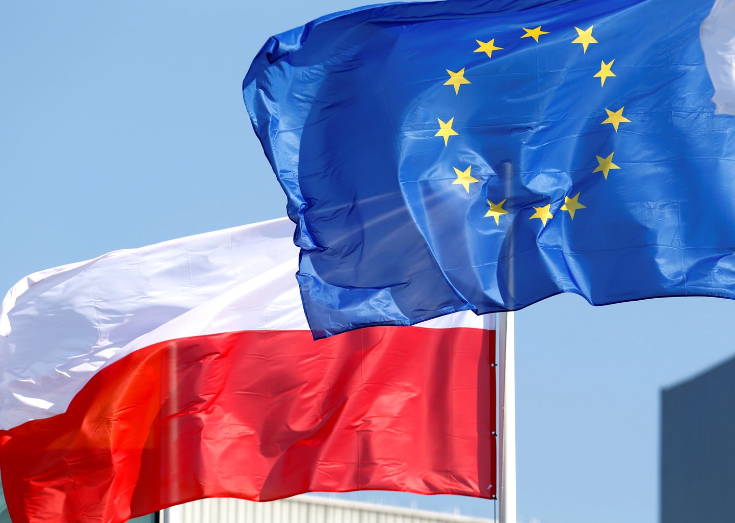 Флаг Польши и ЕС.