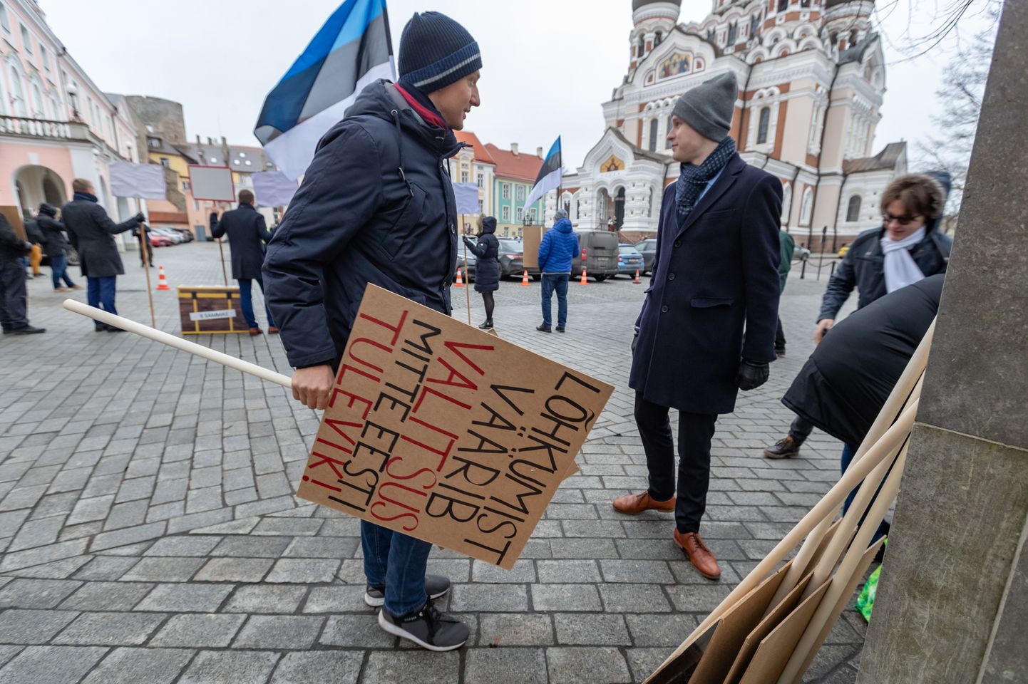 Opositsiooni meeleavaldus Riigikogu ees pensionisüsteemi muudatuste vastu jaanuaris.
Foto on illustratiivne.