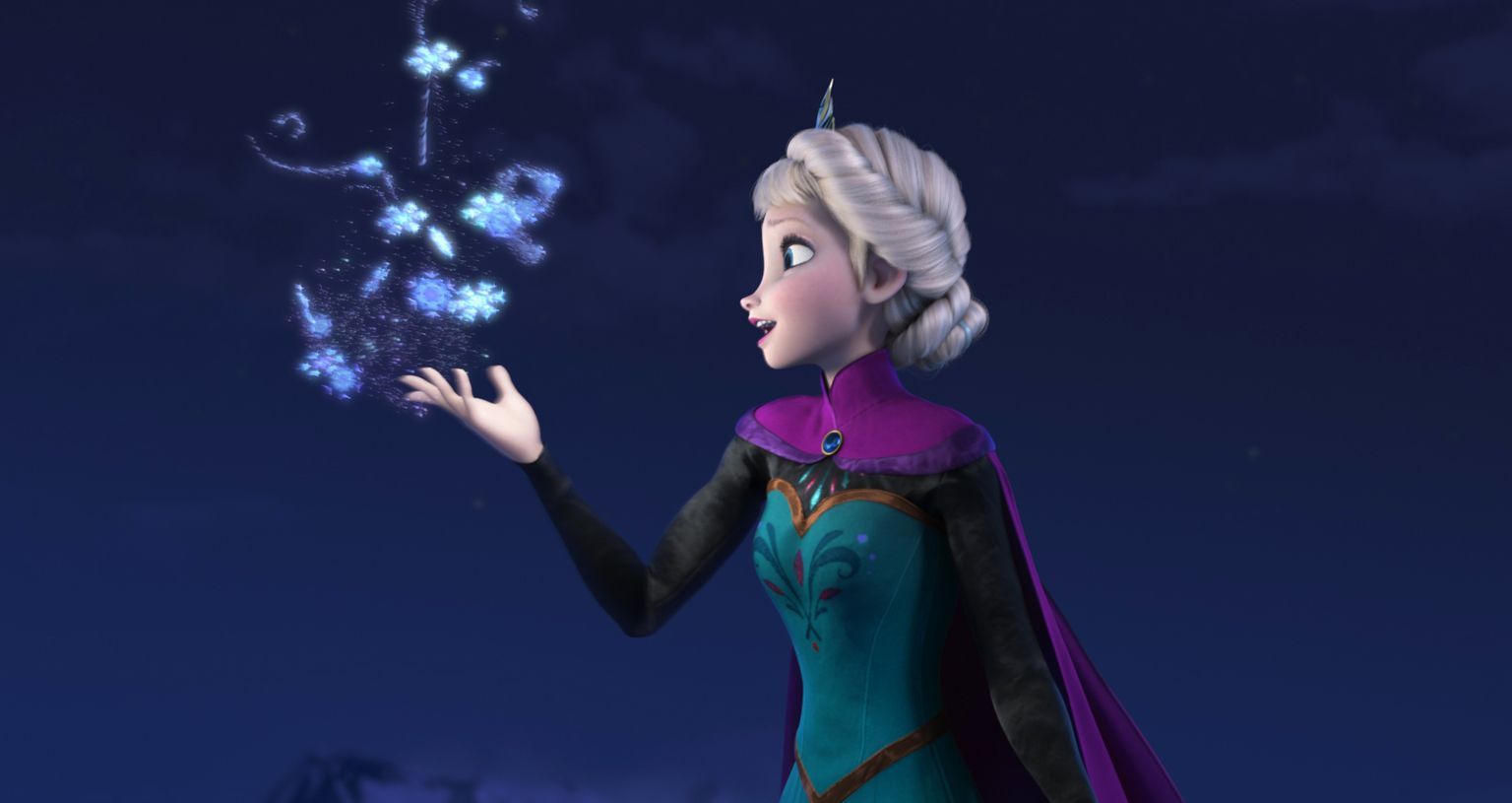 Kaader animafilmist «Frozen» («Lumekuninganna ja igavene talv»). Peategelane Elsa laulab laulu «Let it Go»