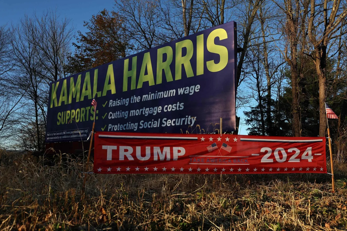 Vabariiklaste kandidaadi Donald Trumpi ja demokraatide kandidaadi Kamala Harrise valimisreklaamid kaalukeeleosariigis Pennsylvanias.