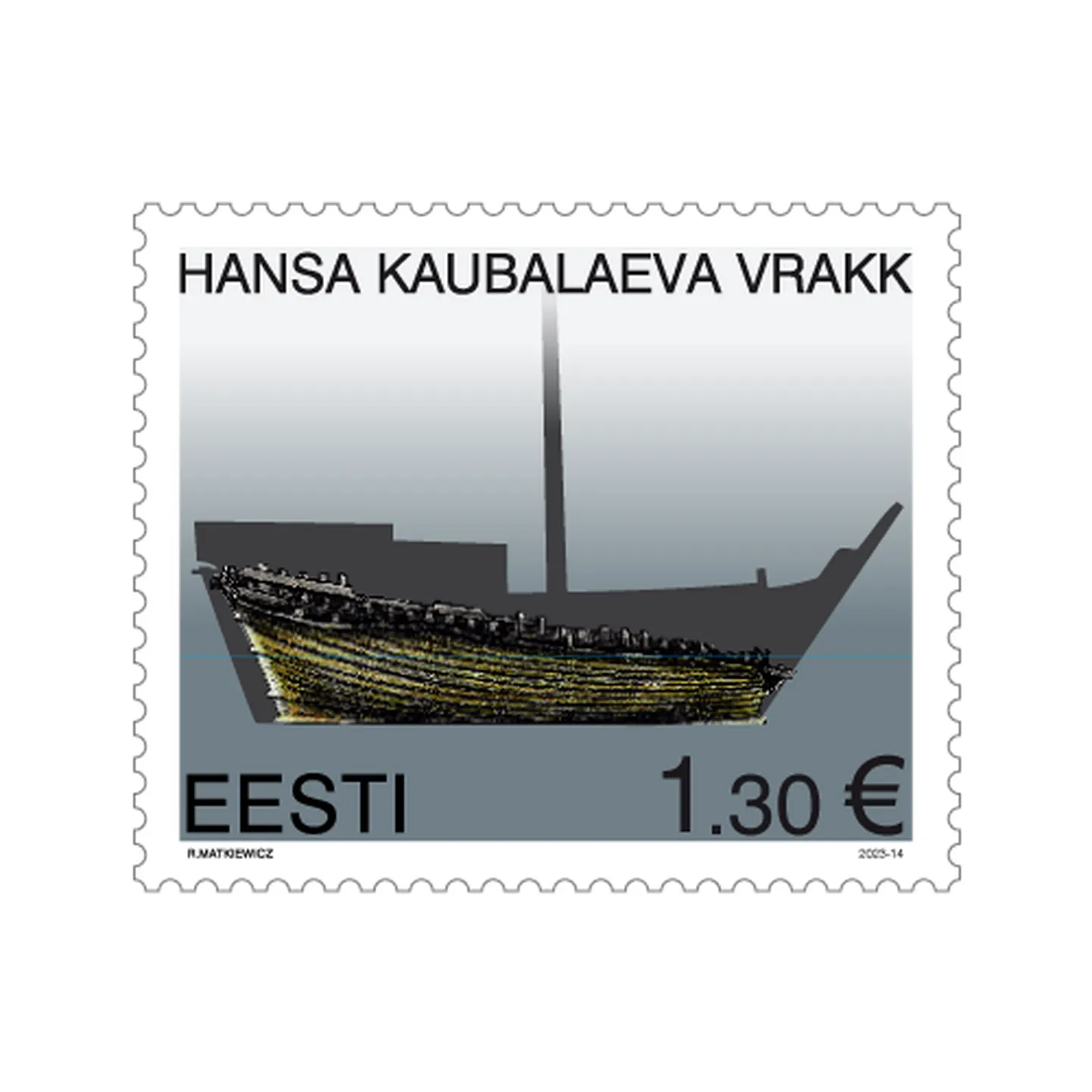 Выходит марка с изображением обломков найденного в Таллинне ганзейского когга.