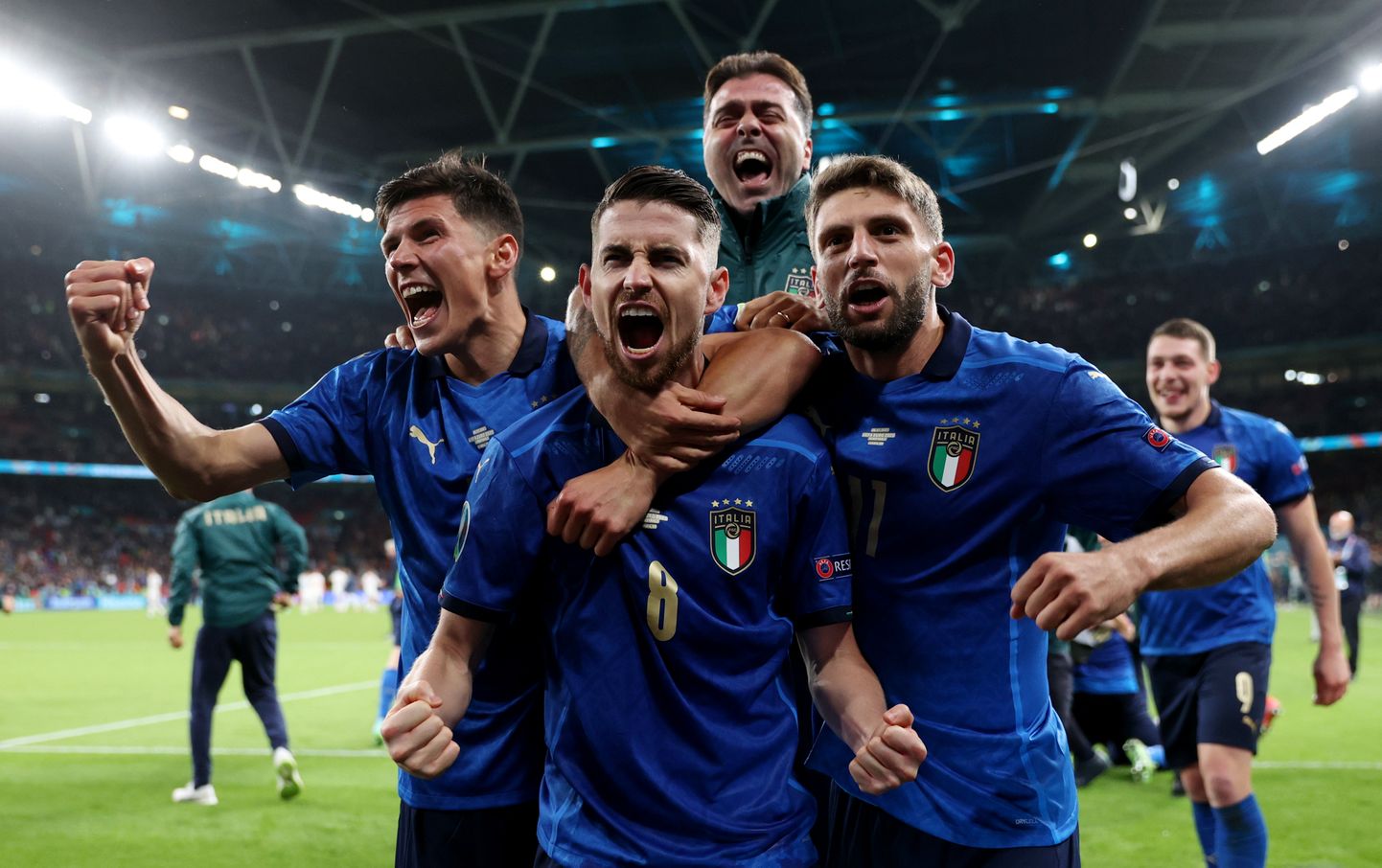 Itālijas futbola izlases spēlētāji.