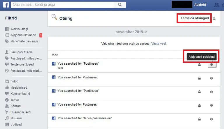 Kuvatõmmis Facebookist