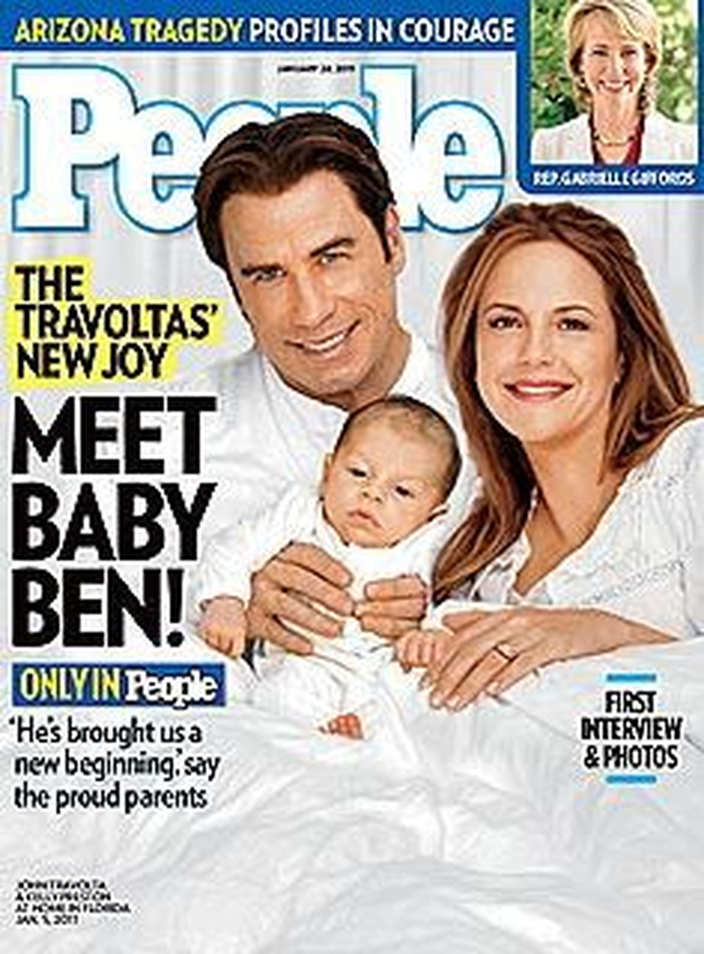 John Travolta, Kelly Preston ja nende poeg Benjamin ajakirja People esikaanel