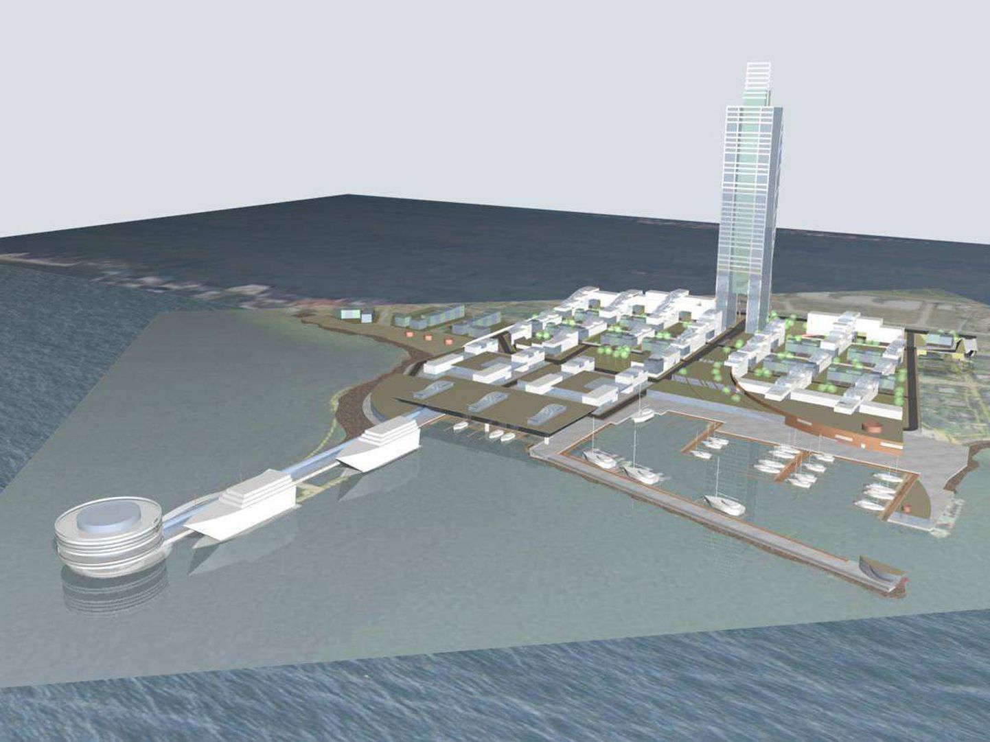 Arhitektuuribüroo KPME tehtud visualiseering Miiduranna sadama tulevikust.