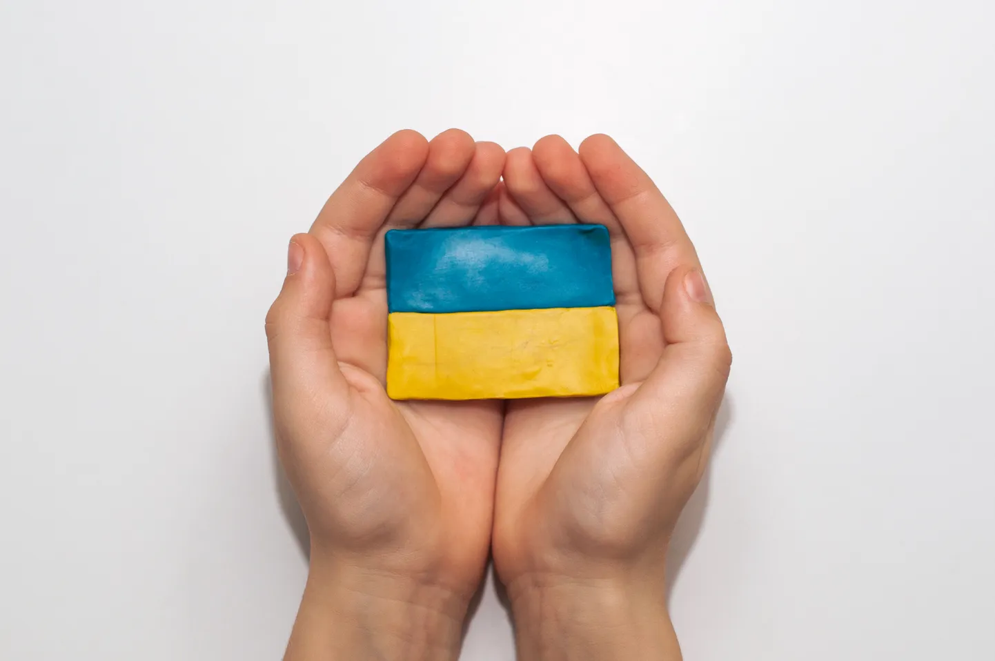 Plastiliinist meisterdatud Ukraina lipp.
