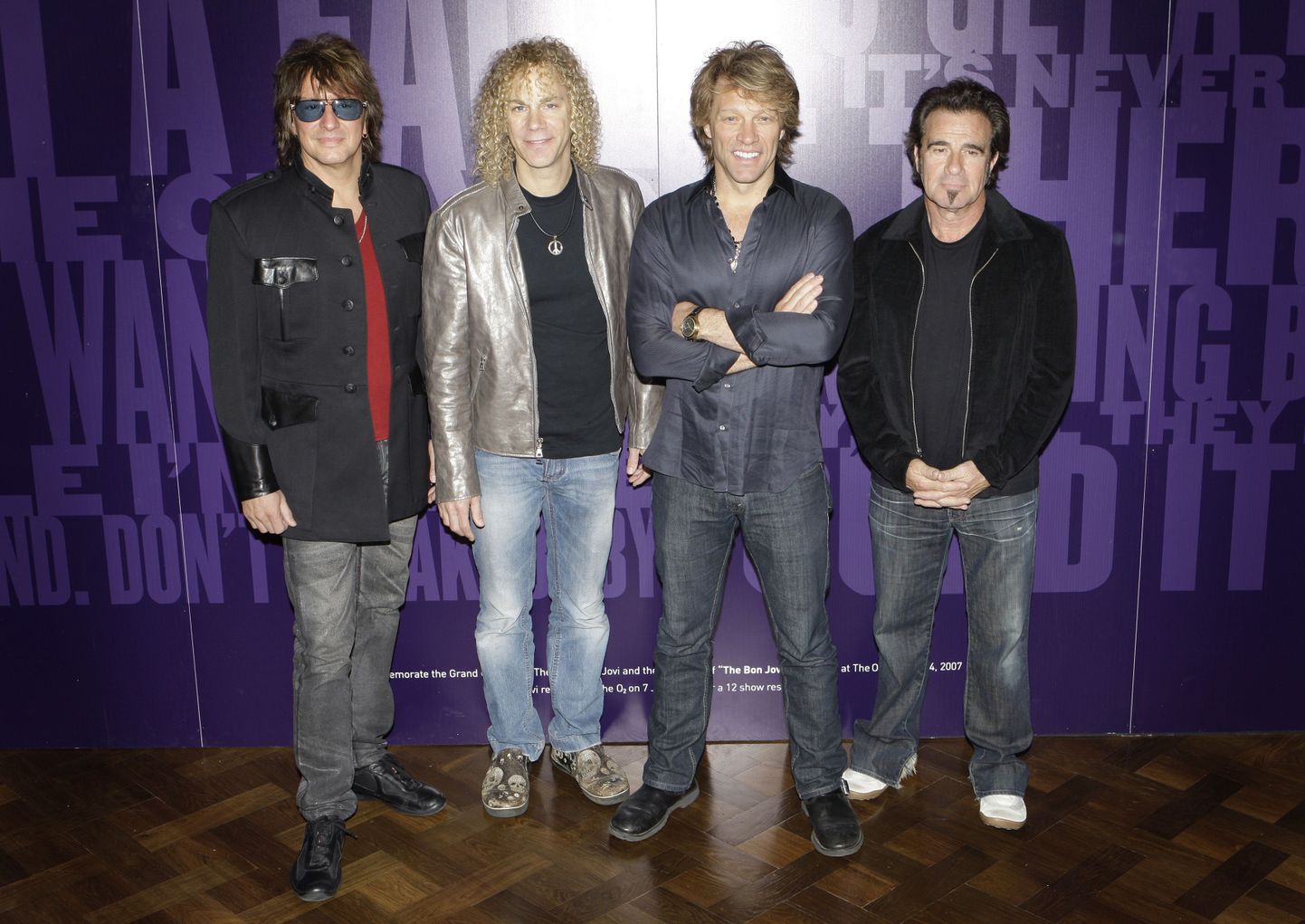 USA rockbänd Bon Jovi: (vasakult) Richie Sambora, David Bryan, Jon Bon Jovi ja Tico Torres. Foto tehtud tänavu juunis