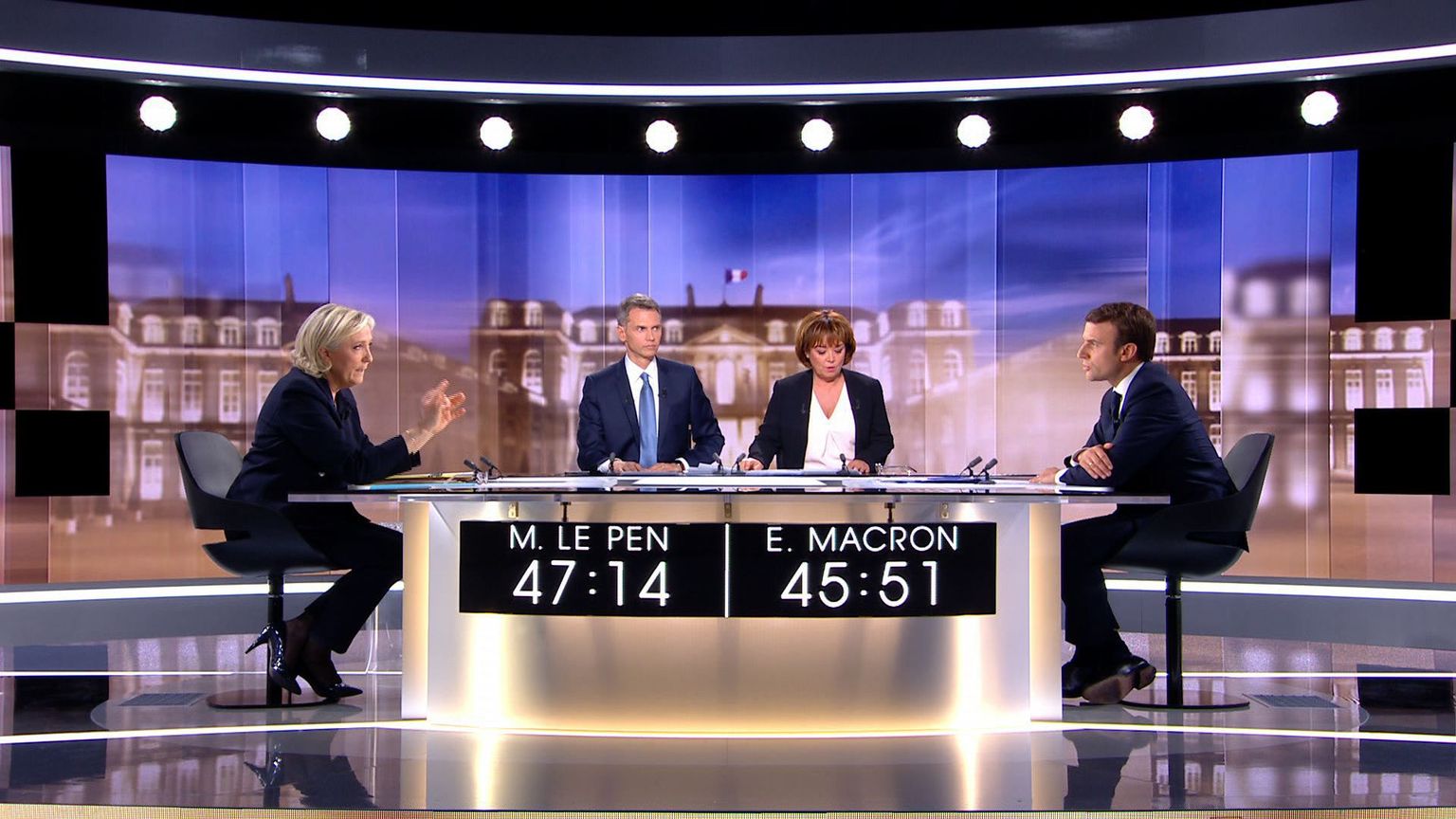 Marine Le Pen ja Emmanuel Macron debatil