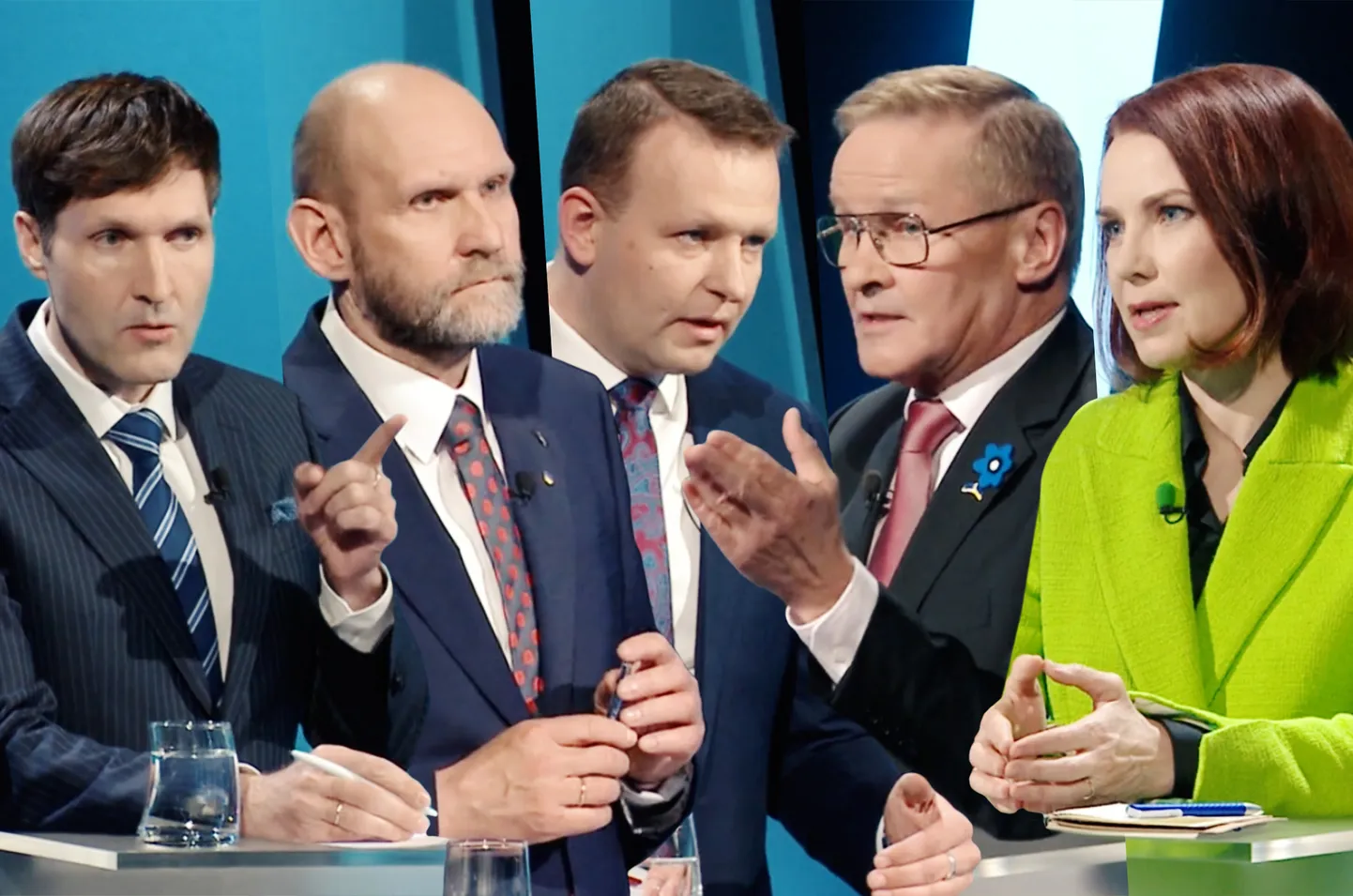 Erakondade esindajad ETV esimses stuudios 20.04.2022 (kollaaž)