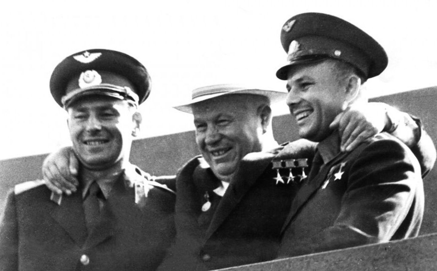 German Titov, Nikita Hruštšov ja Juri Gagarin.