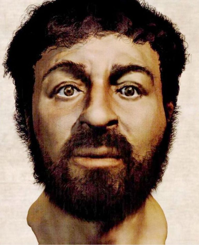 Jässakas, tumedanahaline, mustade juuste ja habemega Jeesus