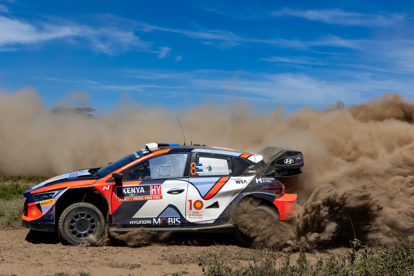 Ott Tänak ja Martin Järveoja 2024. aastal Keenia MM-rallil. Nüüd sõidetakse seal viimast korda P1 Fuelsi kütusega.
