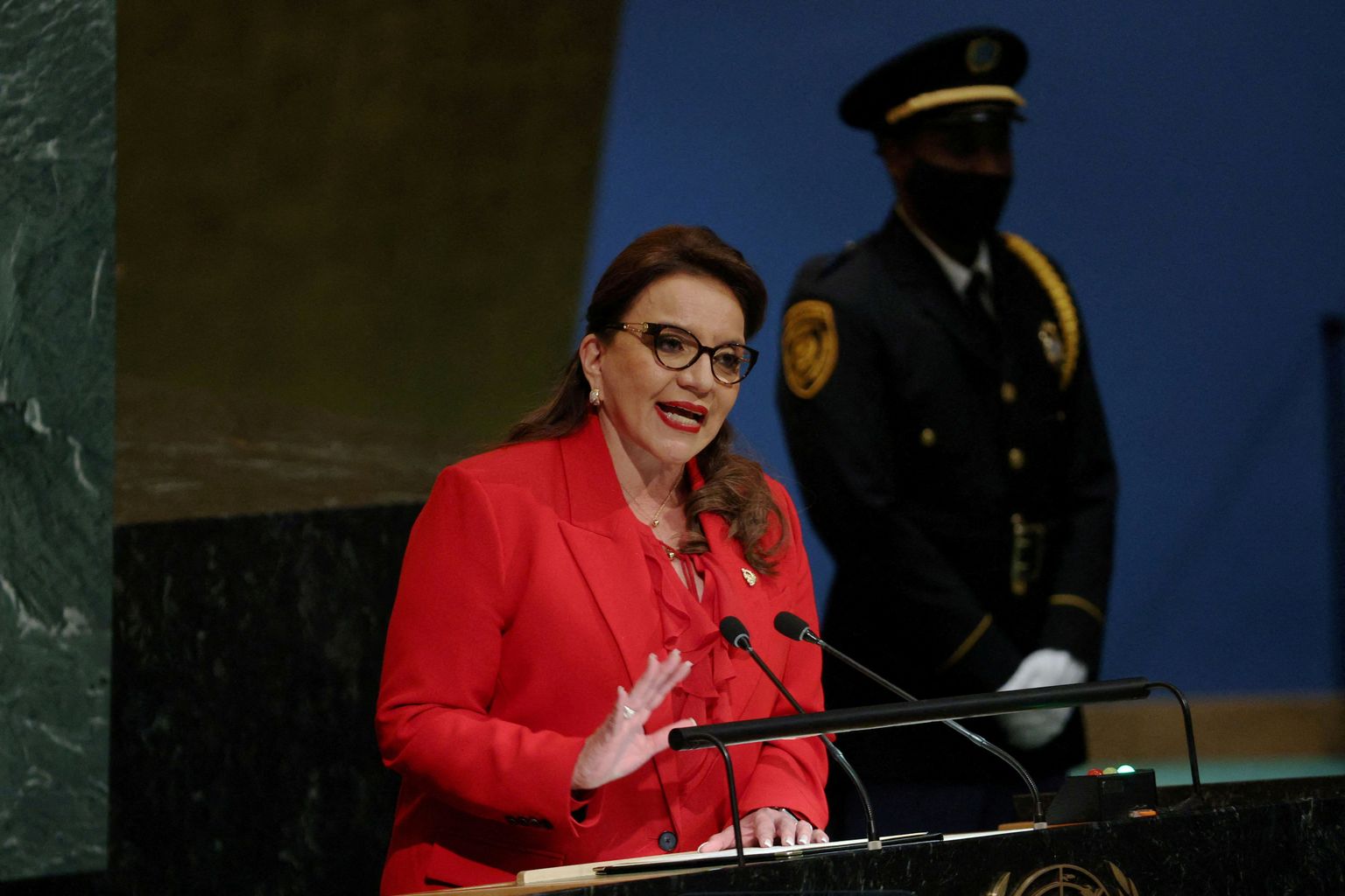 Hondurase president Iris Xiomara Castro esinemas 2022. aasta septembris ÜROs. Foto on illustratiivne.