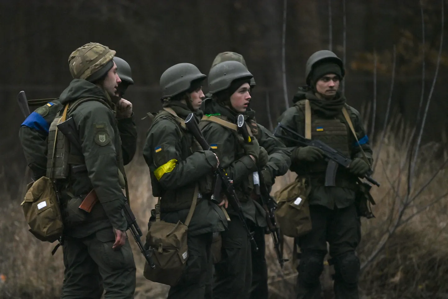 Ukrainas karavīri uz ziemeļiem no Kijevas 24.februārī