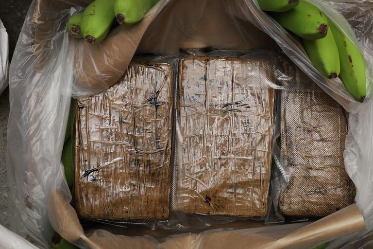 Упаковки кокаина, спрятанные в партии бананов и обнаруженные норвежскими таможенниками на складе Bama в Осло.