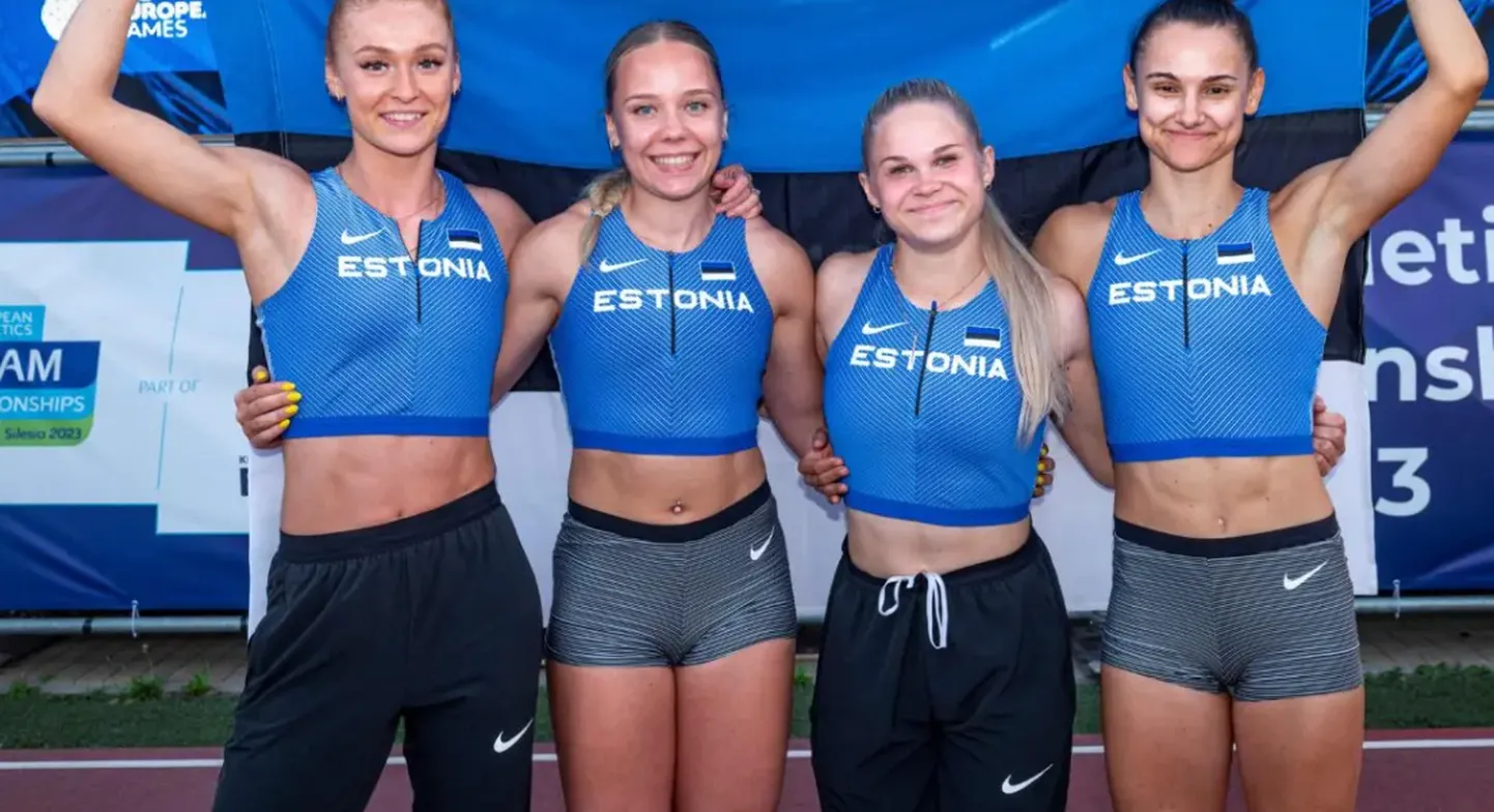 Eesti teatenaiskonnas jooksid Bahamal Kreete Verlin (vasakult), Ann Marii Kivikas, Miia Ott ja Diana Suumann.