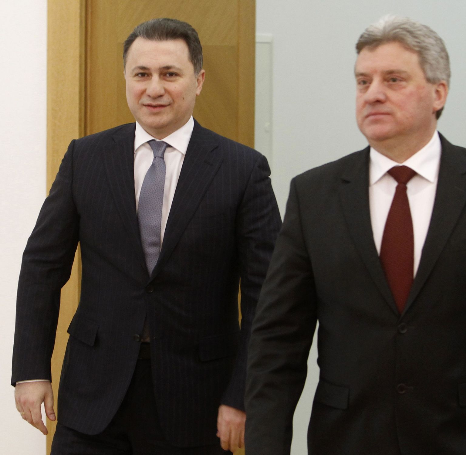 Makedoonia president Gjorge Ivanov (paremal) koos konservatiivide liidri Nikola Gruevskiga.