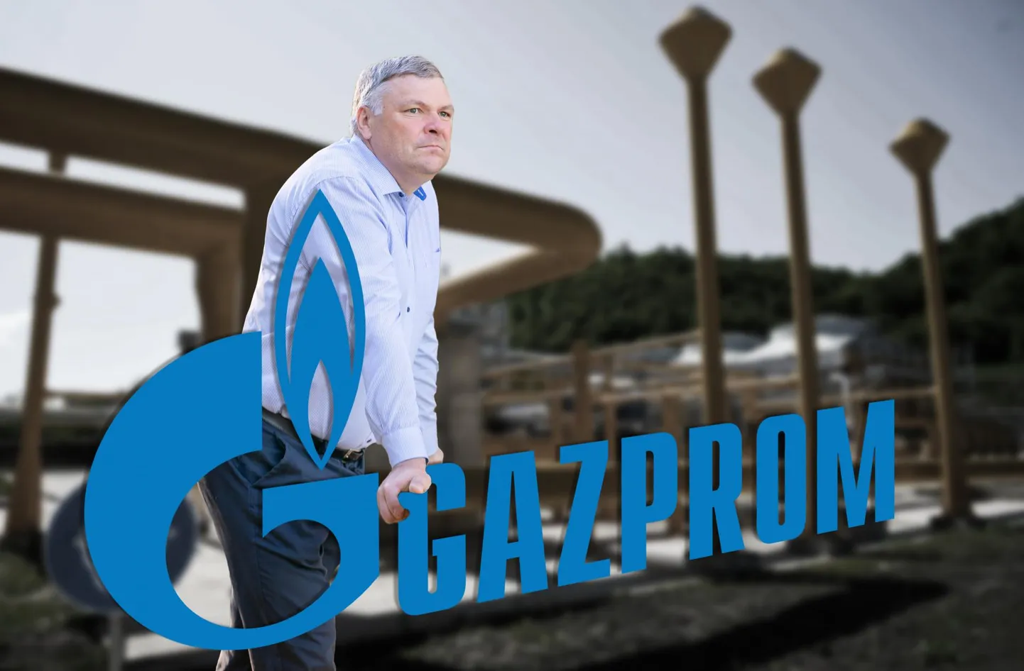 Марко Померанц и логотип "Газпрома"