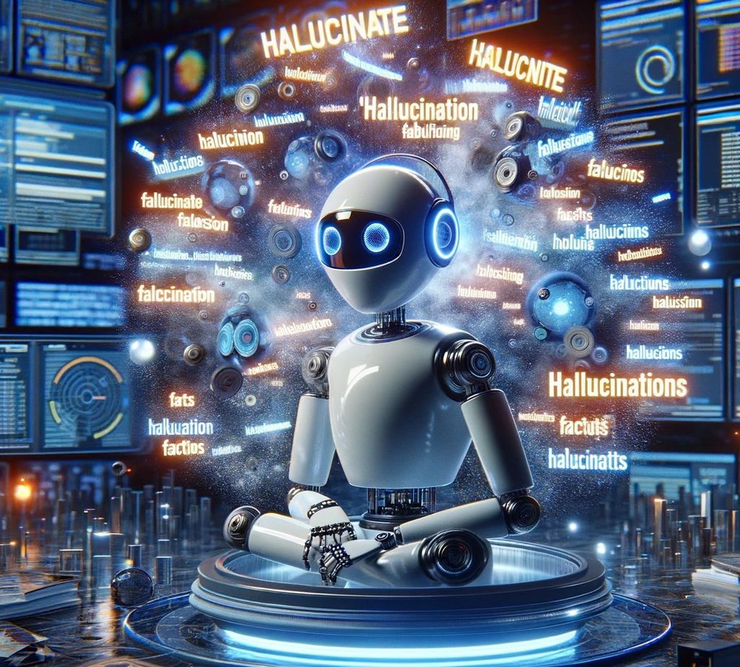 Tehisintellektiga pildigeneraator Dall-E 3 joonistas pildi aasta sõnast Hallucinate. See sõna iseloomustab tehisintellektide probleemi fakte välja mõelda ja neid usutavalt esitada ja kerkis esile just 2023. aastal.