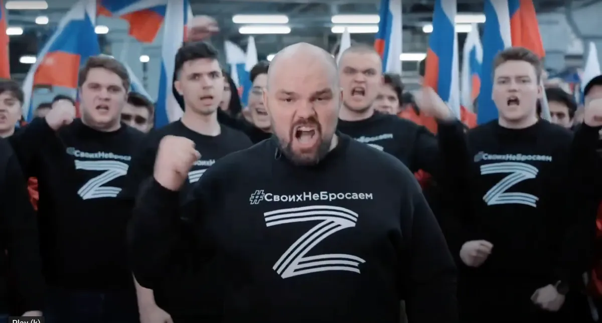 A frame from a Russian propaganda video.