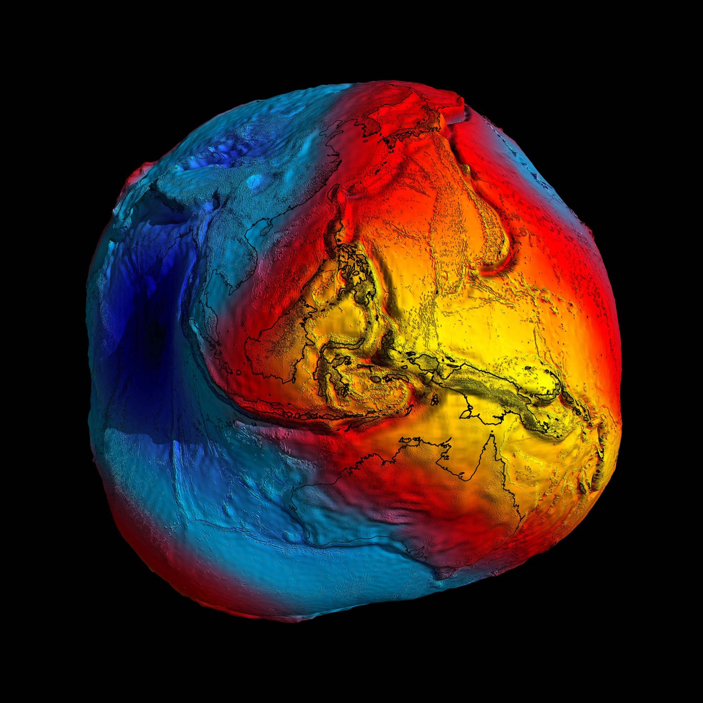 Geoidpind Euroopa Kosmoseagentuuri mudelis. Pilt on illustreeriv.