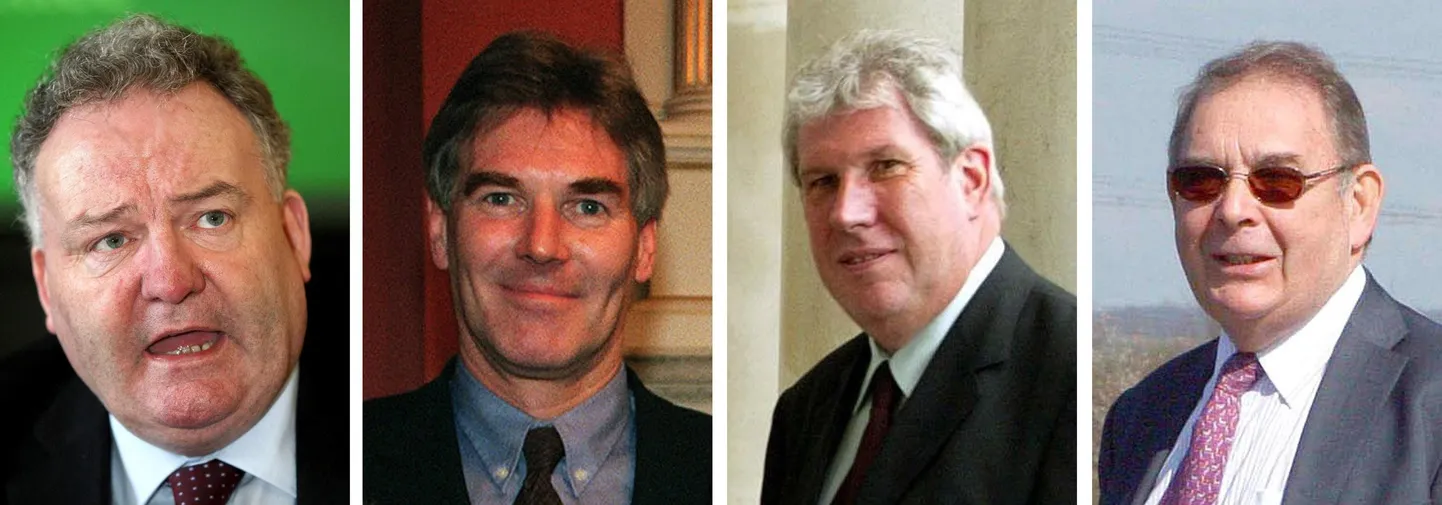 Kombofotol vasakult parlamendi alamkoja leiboristid Jim Devine, David Chaytor ja Elliott Morley ning ülemkoja konservatiiv lord Hanningfield.