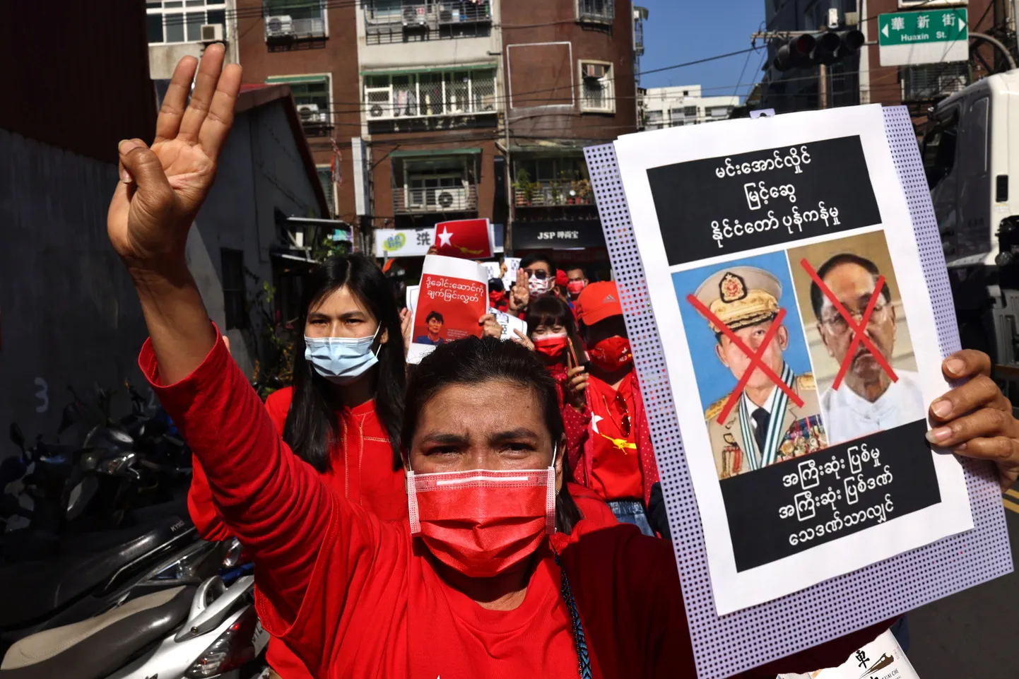 Myanmari riigipöördevastane meeleavaldus.