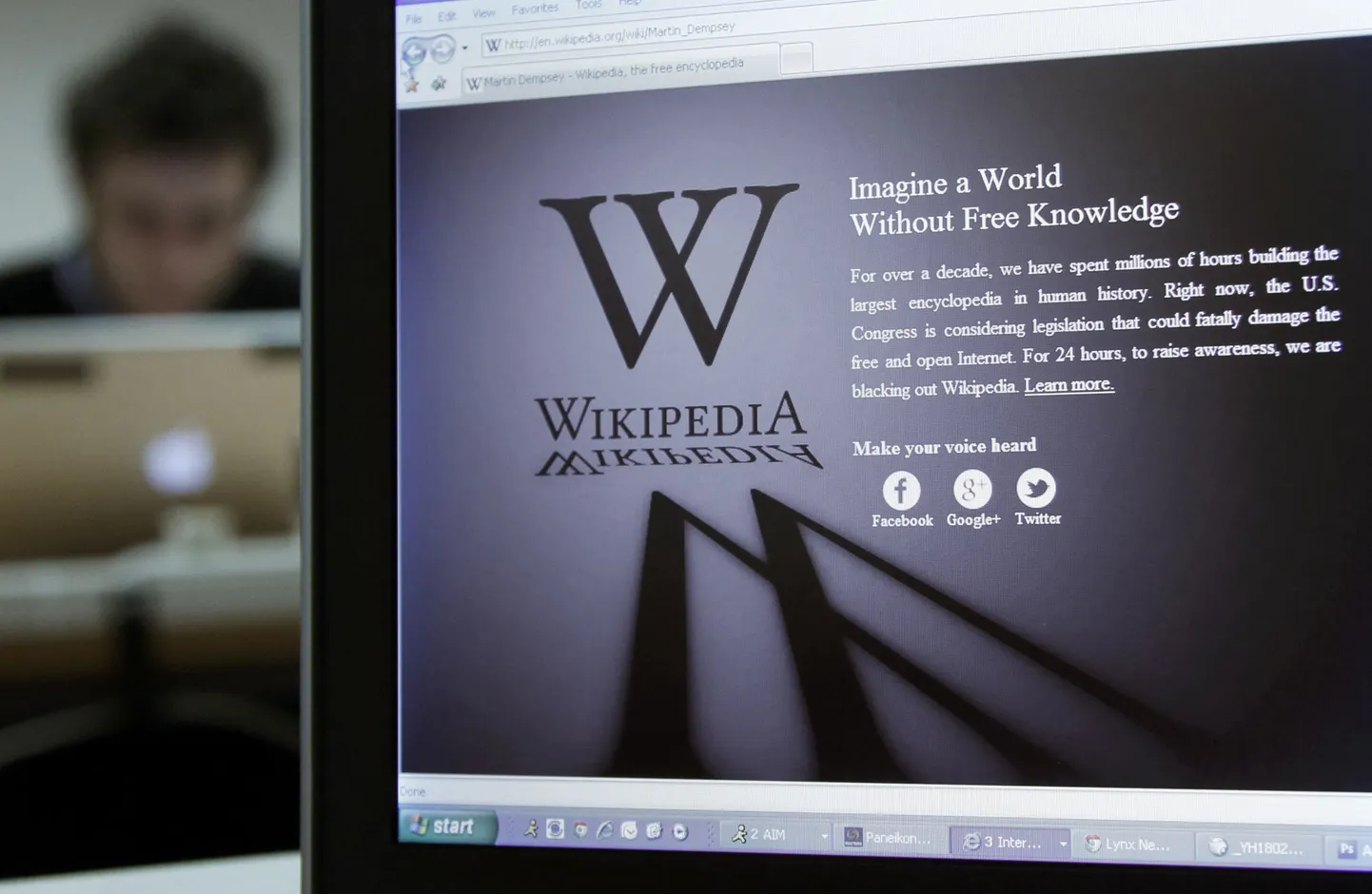 Wikipedia ingliskeelne esileht täna