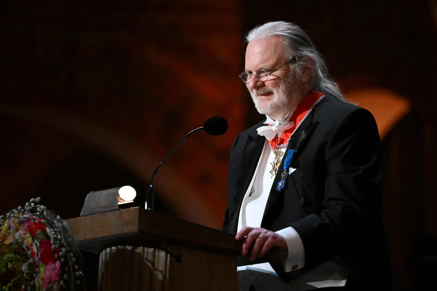 Nobeli eelmise aasta kirjandusauhinna laureaat norralane Jon Fosse 10. detsembril 2023 Stockholmis toimunud autasustamistseremoonial.